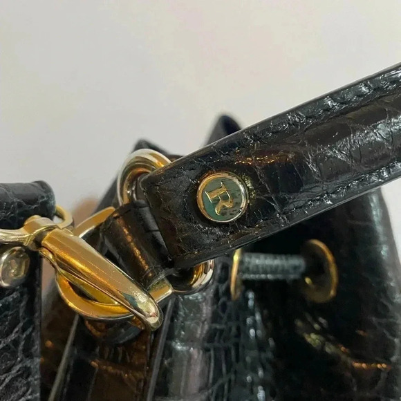 Francesco rogani black croc leather satchel handbag - Picture 4 of 15